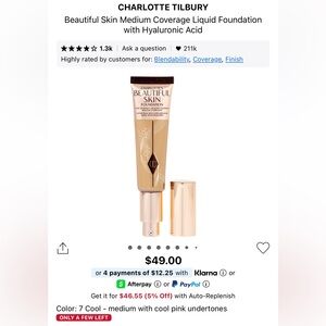 Charlotte Tilbury Beautiful Skin Foundation - 7 COOL